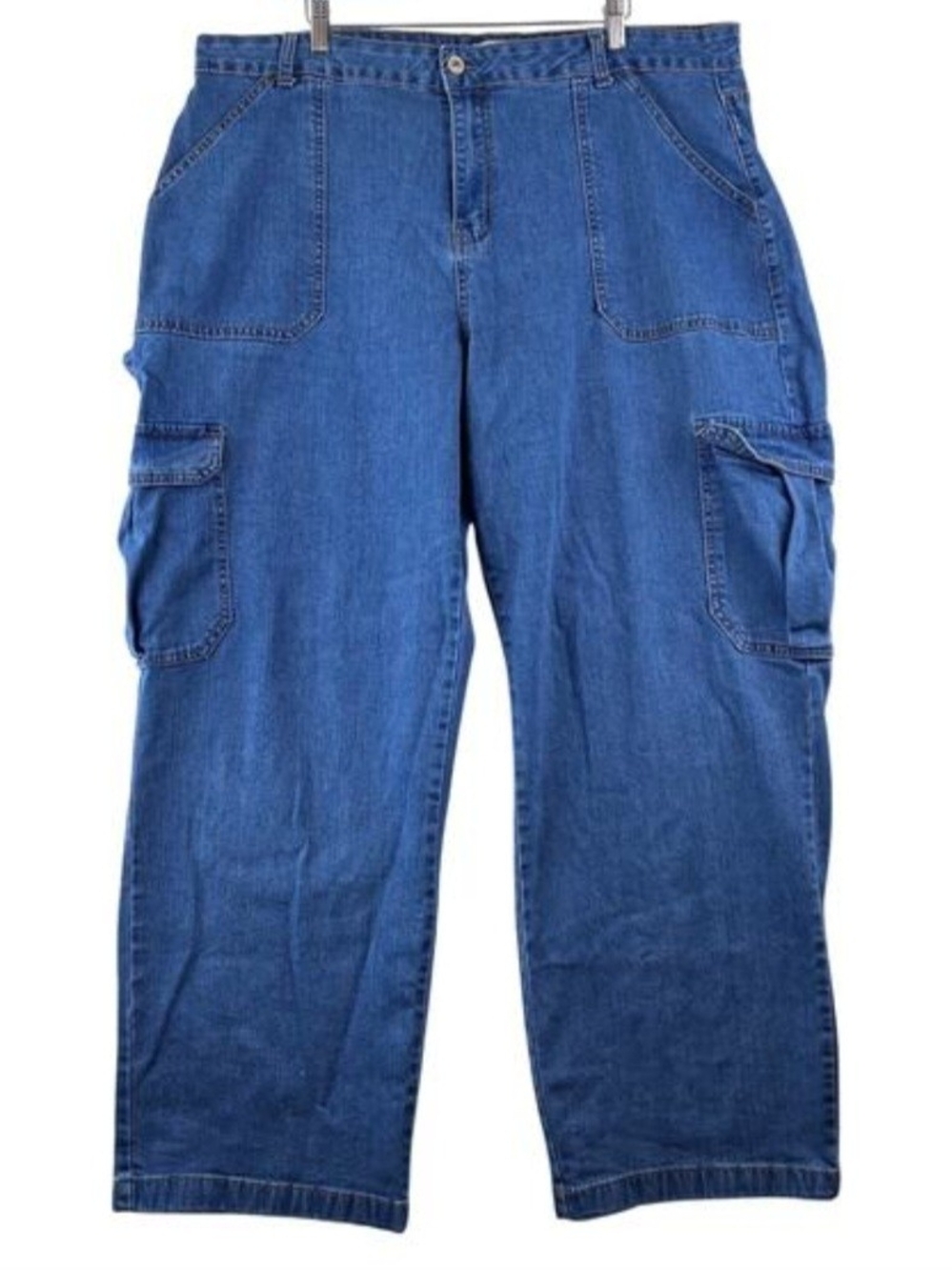Y2K Vintage Wax Jean Women’s Wide Leg Blue Cargo Denim Pants
